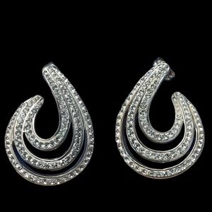 Sterling Silver Swirl Set Earrings Mid Century Modern Designer Marked AU .925